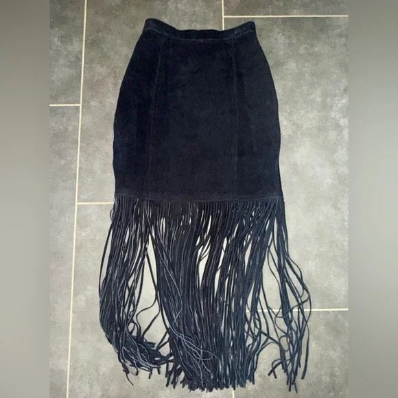 Vintage Genuine Suede Fringe Skirt - Picture 4 of 4
